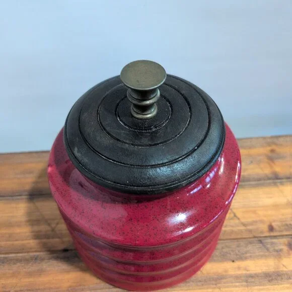 Pier One Red Canister Jar With Lid 5" Tall Replacement Vase - Picture 3 of 9